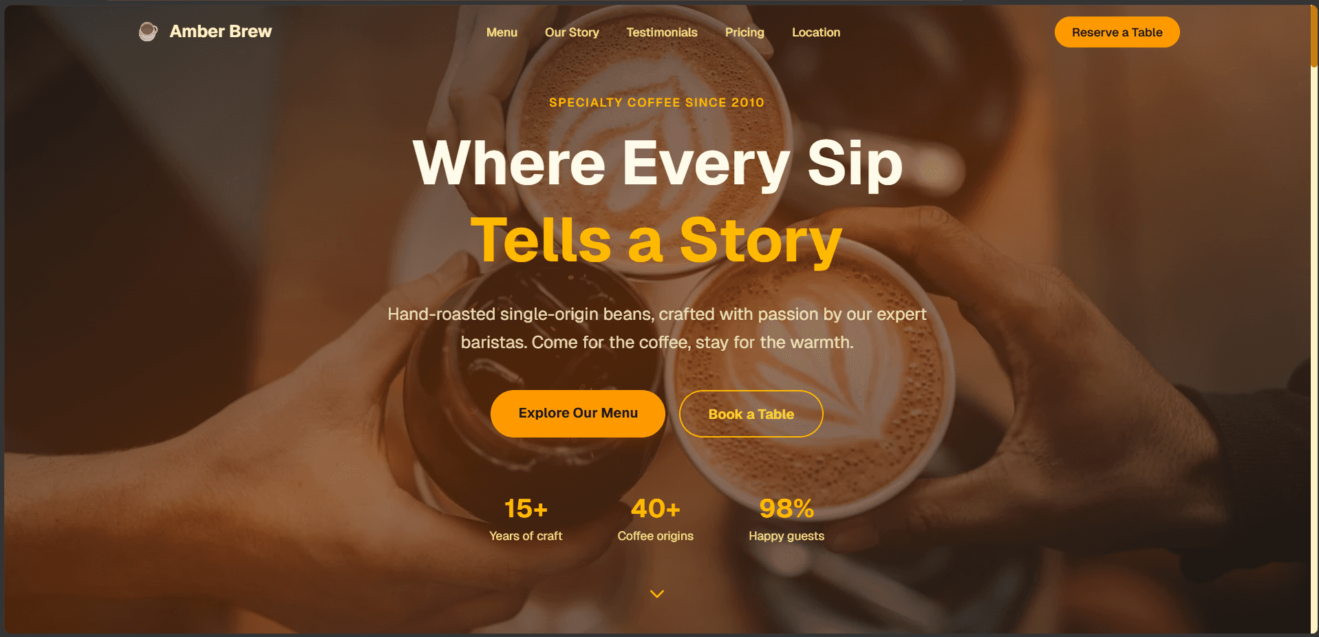 Amber Brew — cafe website
